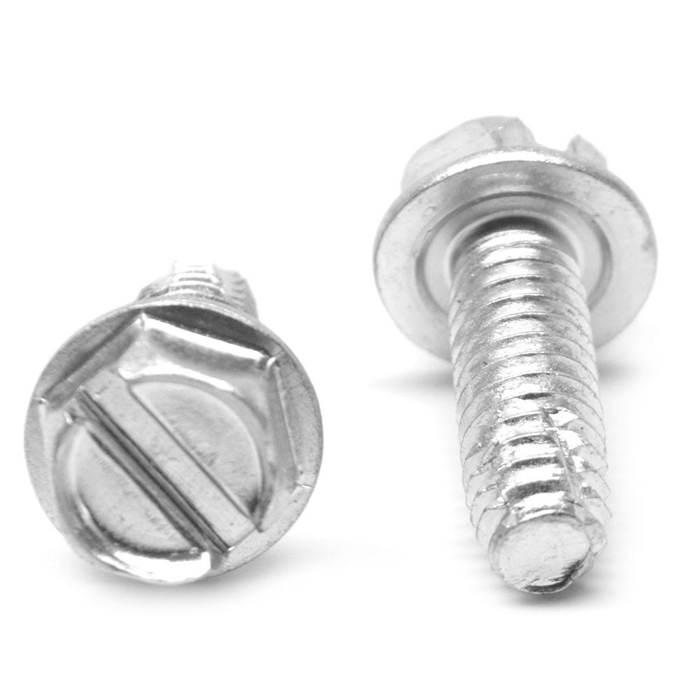 Coarse Thread Thread Cutting Screw Slotted Hex Washer Head Type F Low Carbon Steel Zinc Plated S902