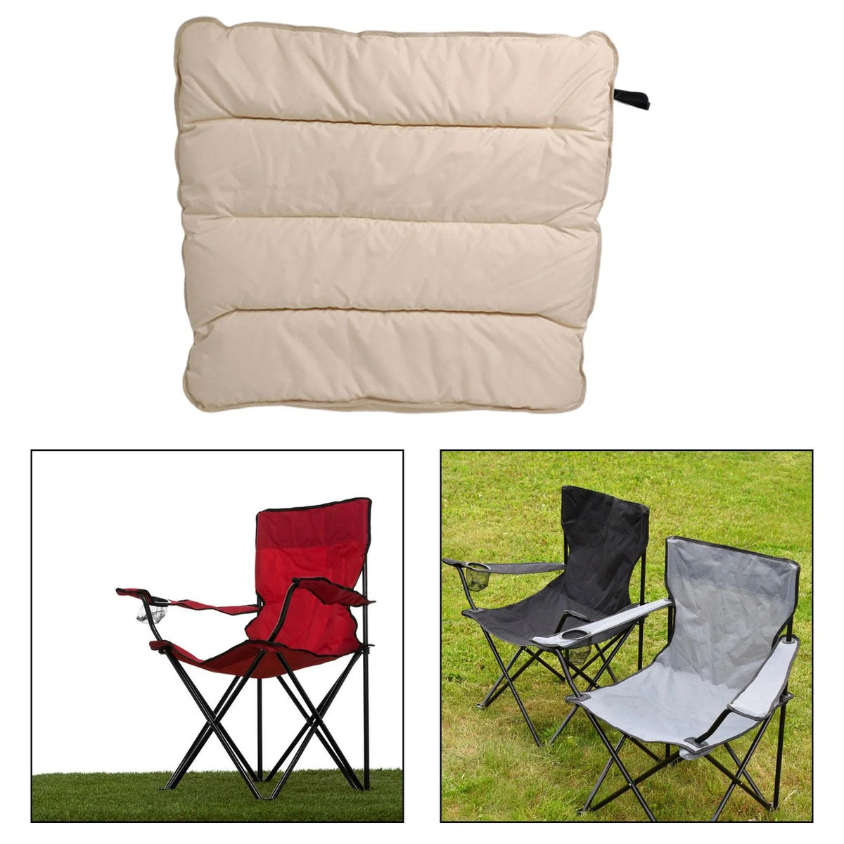 Khaki Folding Beach Lounger Cushion 103cmx91cm W402