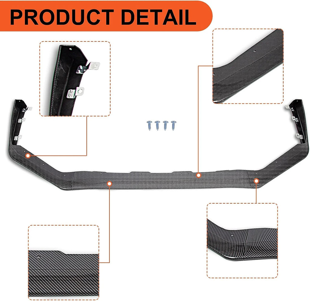 Carbon Fiber Look Front Bumper Lip Spoiler Splitter Side Body Kit Q42452