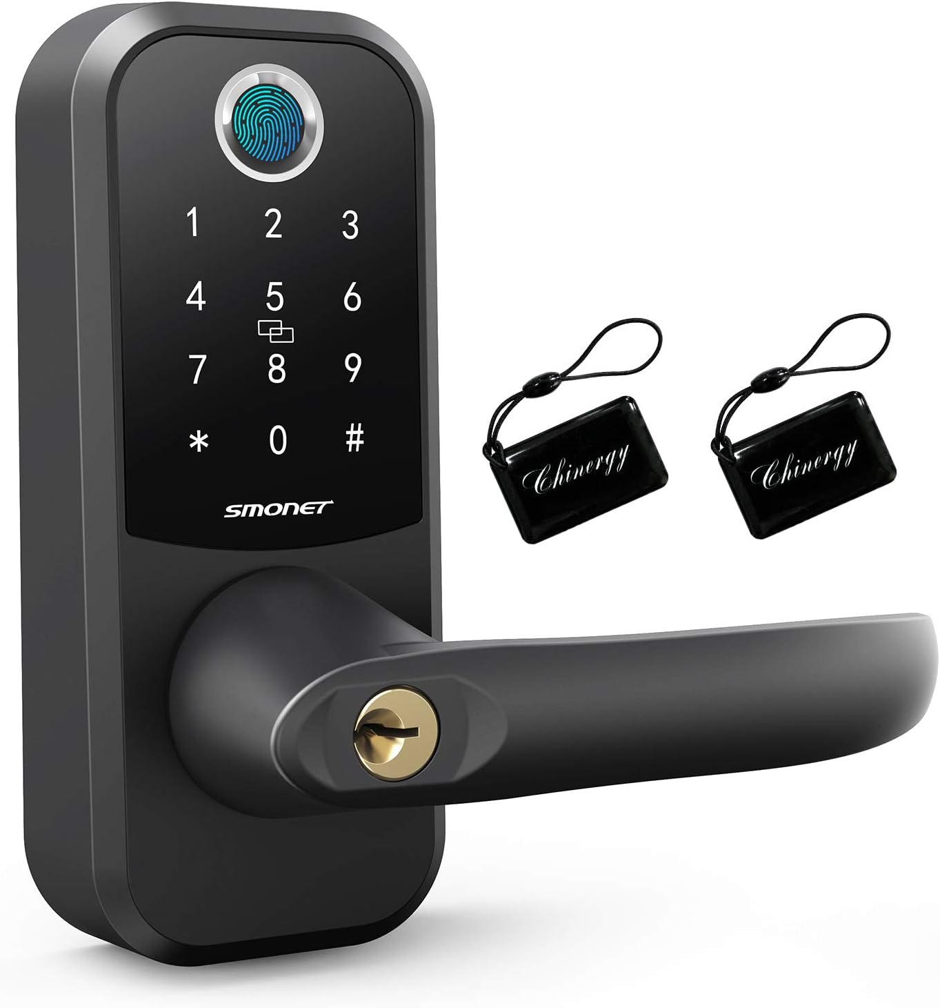 Fingerprint Door Lock with Keypad, Keyless Entry Door Lock with Handle Y35651