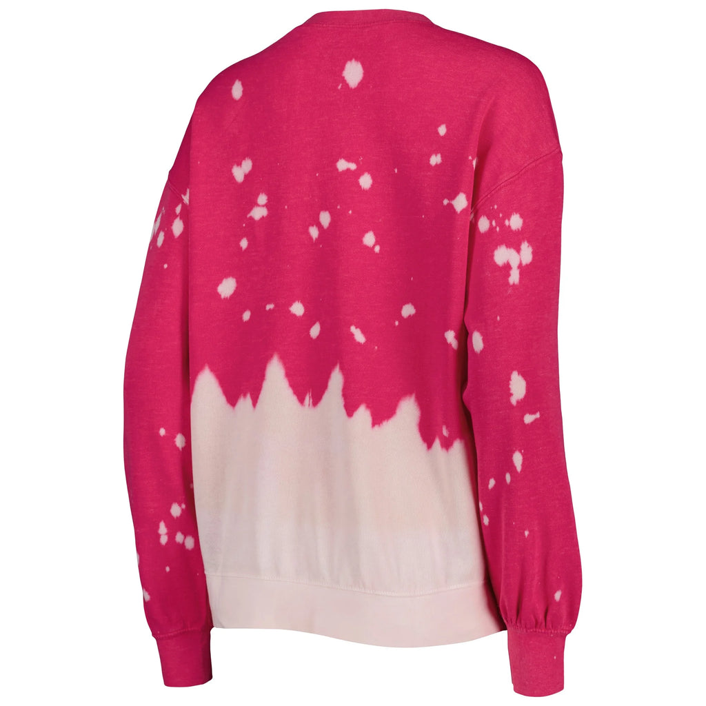 Women's Crimson Faded Dip-Dye Pullover Long Sleeve Top C3718