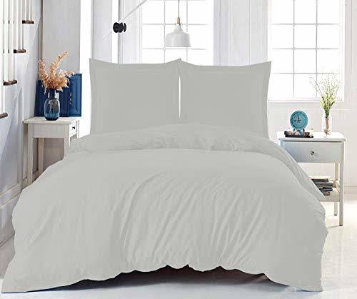 King Size Gray Cotton Duvet Cover Set with 4 Pillow Shams Q372