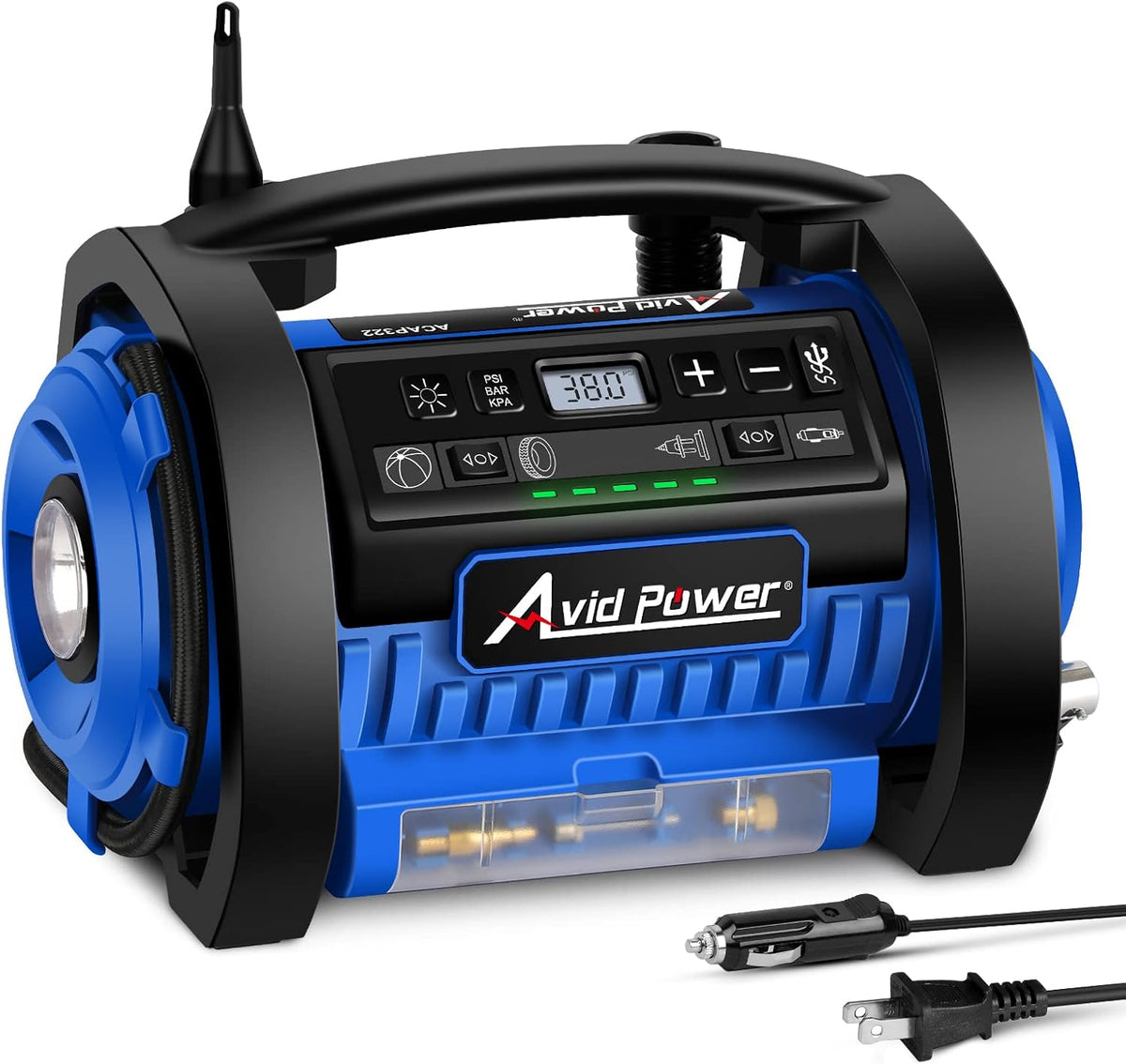 Tire Inflator Air Compressor, 12V DC / 110V AC Dual Power, Digital Pressure Gauge, Pack of 2 P4958