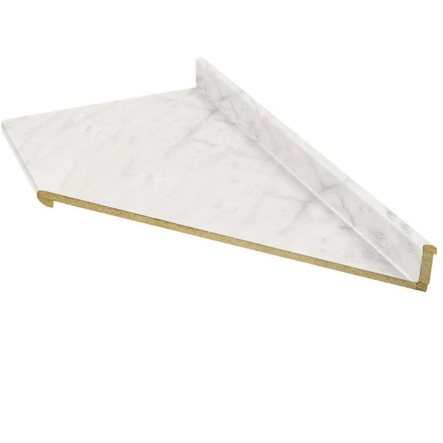 White Right-Hand Miter-Cut Laminate Kitchen Countertop N1306