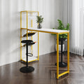 Gold Steel Tube Frame Bar and Wine Table with Faux Marble Melamine Table Top U68275