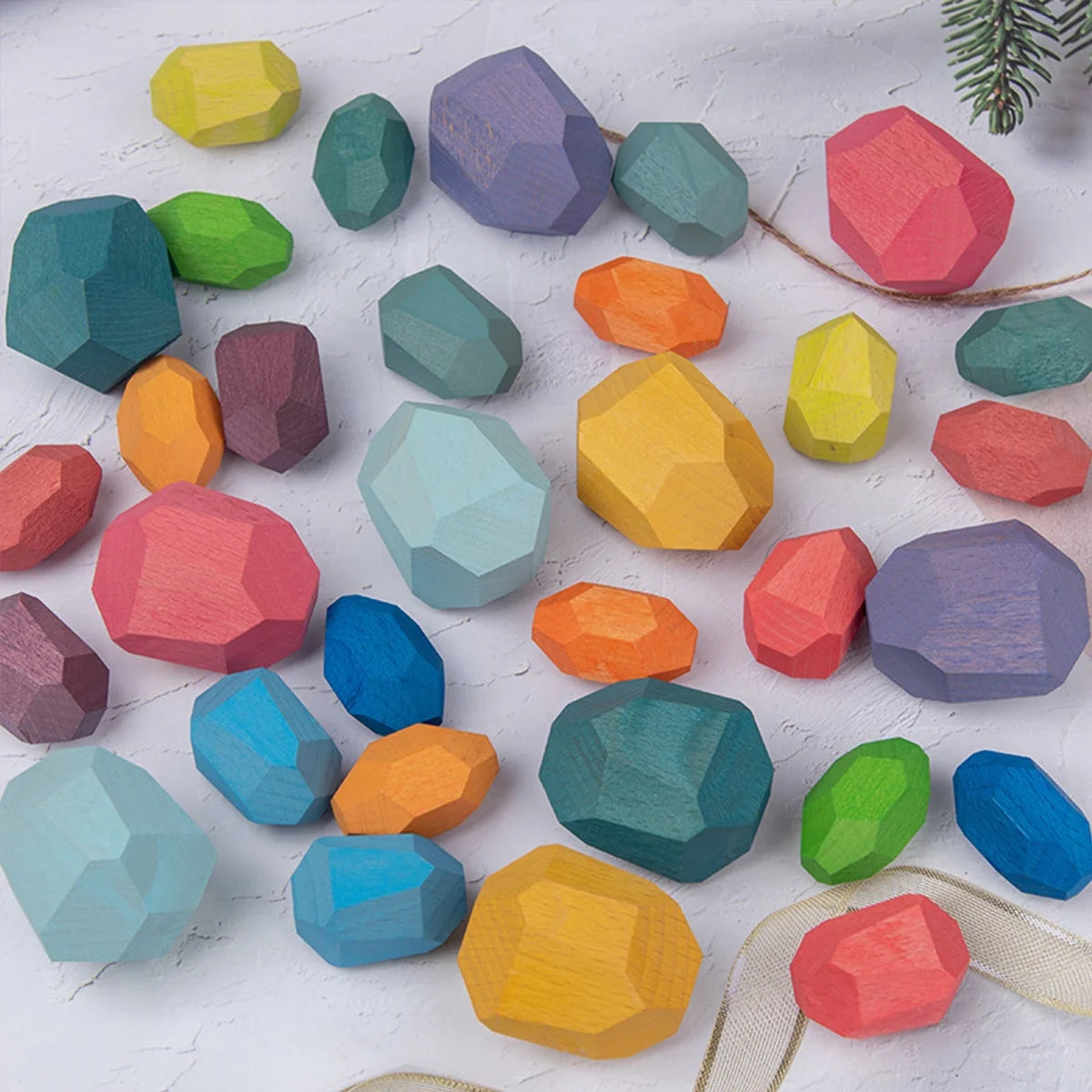 36Pcs Colorful Wooden Stacking Balancing Stone Building Blocks K1798