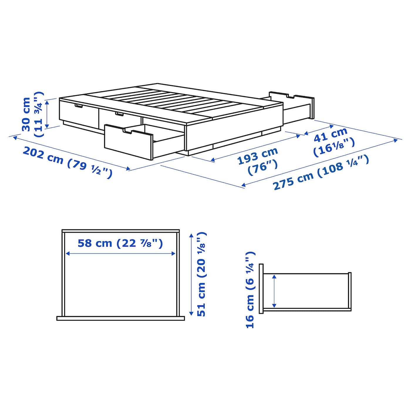 King Anthracite Bed Frame with Storage A27596