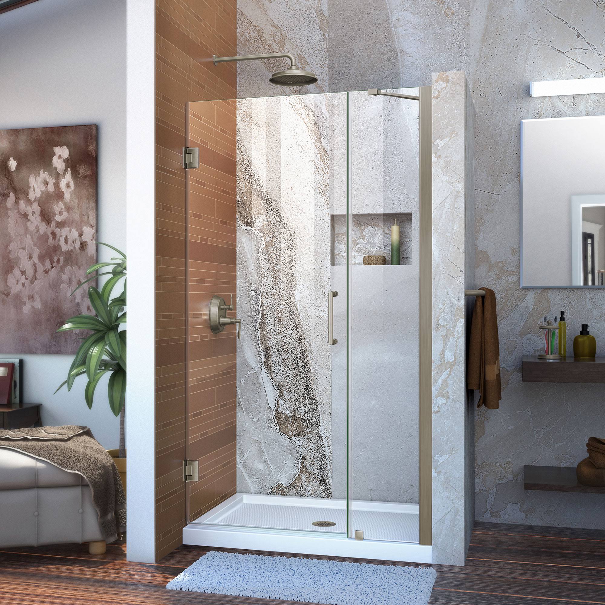 Brushed Nickel Frameless Hinged Shower Door X658341