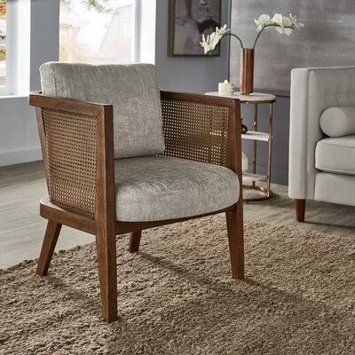 27x22 Wide Armchair Sand Gray Fabric O7698