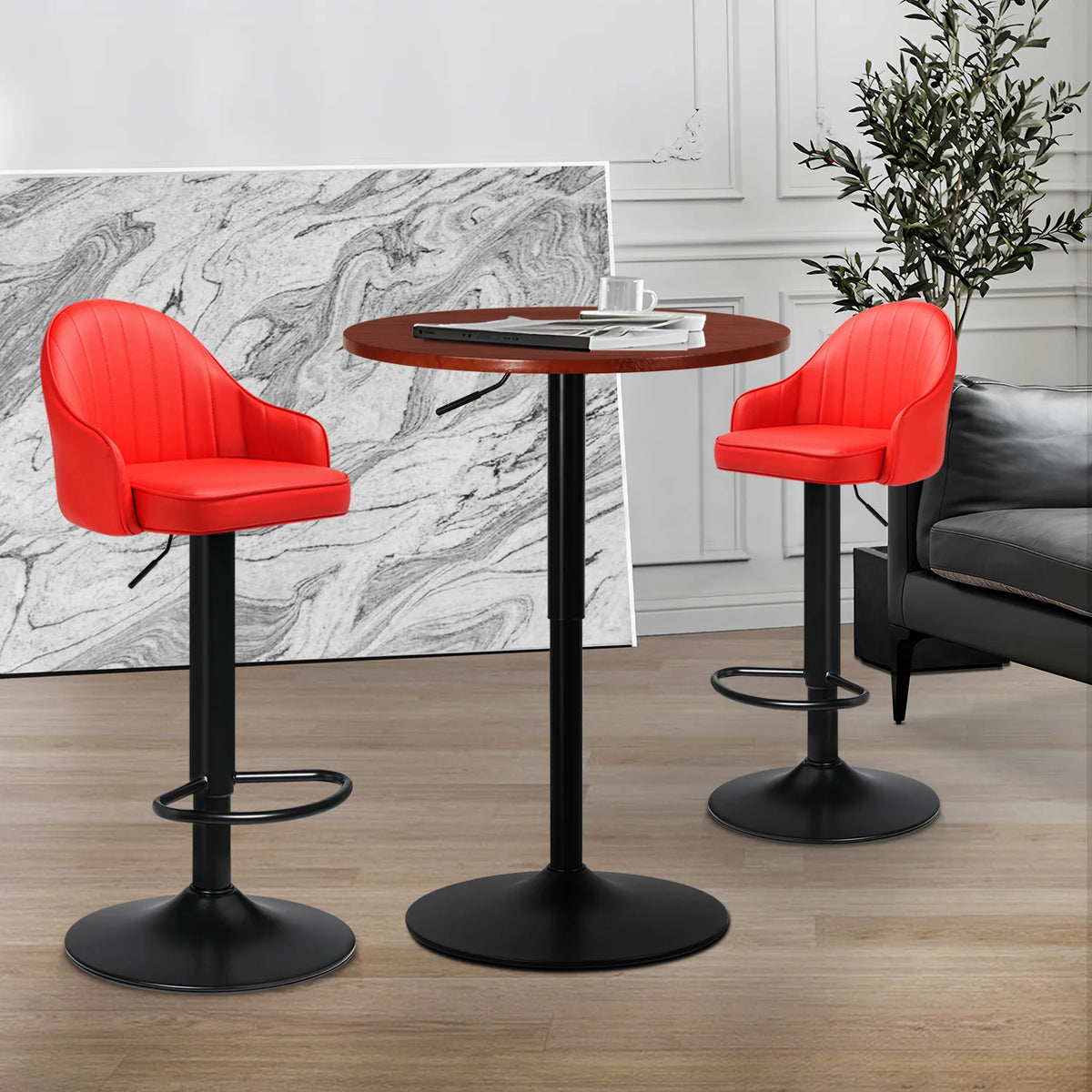 3 Pieces Bar Table and Chair Set with PU Leather Bar Stools N8184