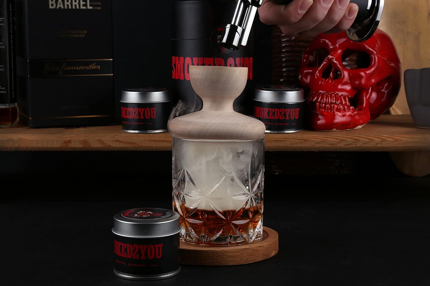 Cocktail Smoker with Oak Wood Chips, Smoking Glass Cloche Accessories Pack of 2 A271