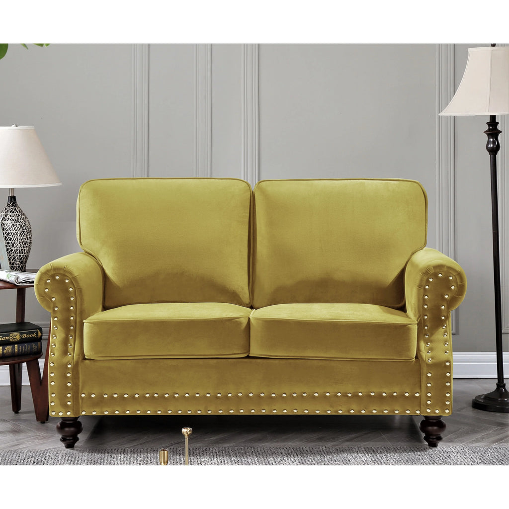 Dark Blue Velvet Loveseat I633