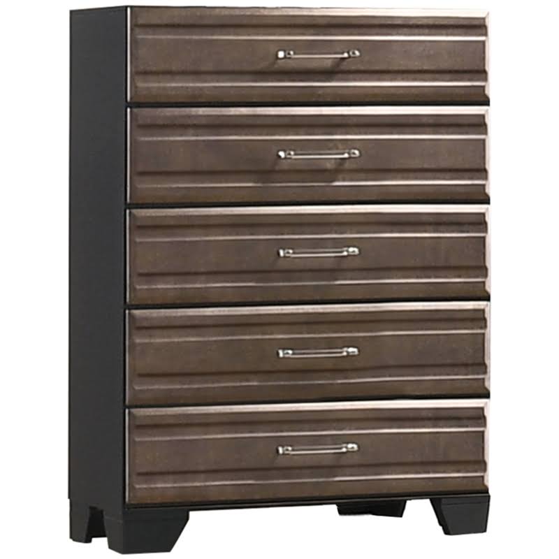 5 Drawer Chest in Dark Gray and Metallic Brown Wood O28288