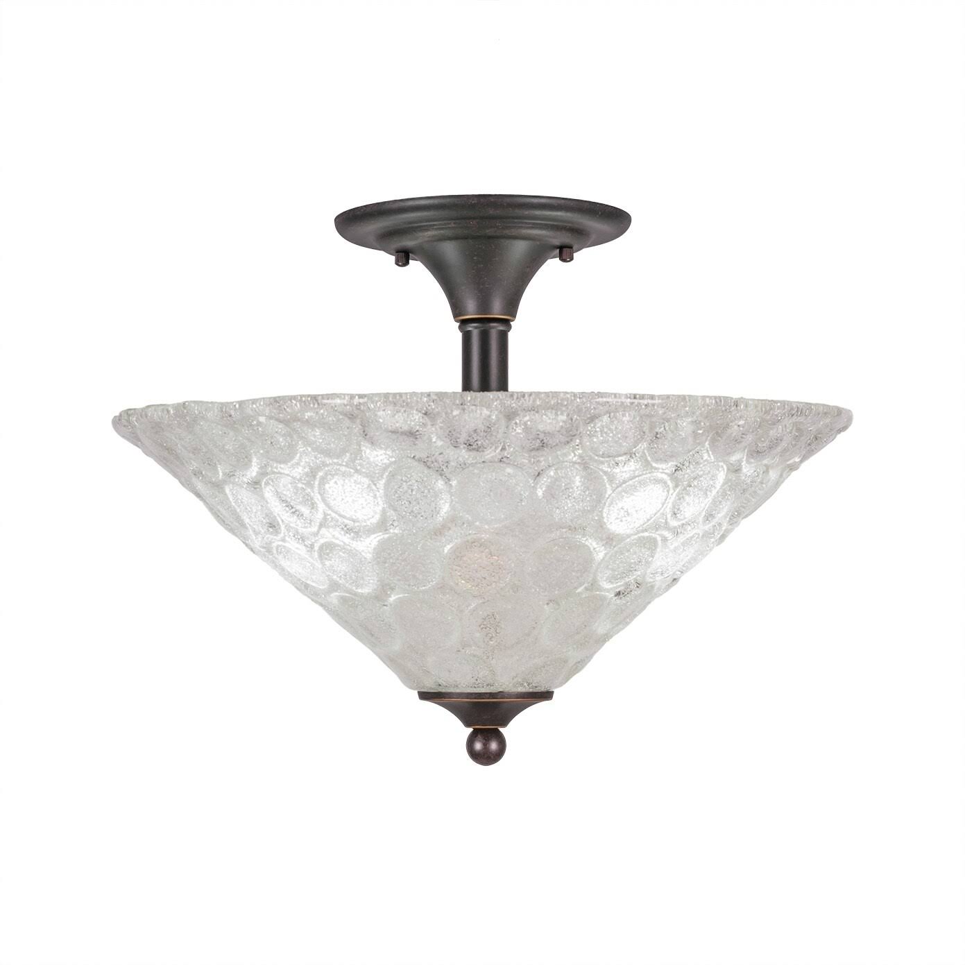 Two Light Semi-Flush Mount with Gray Linen Glass I6490