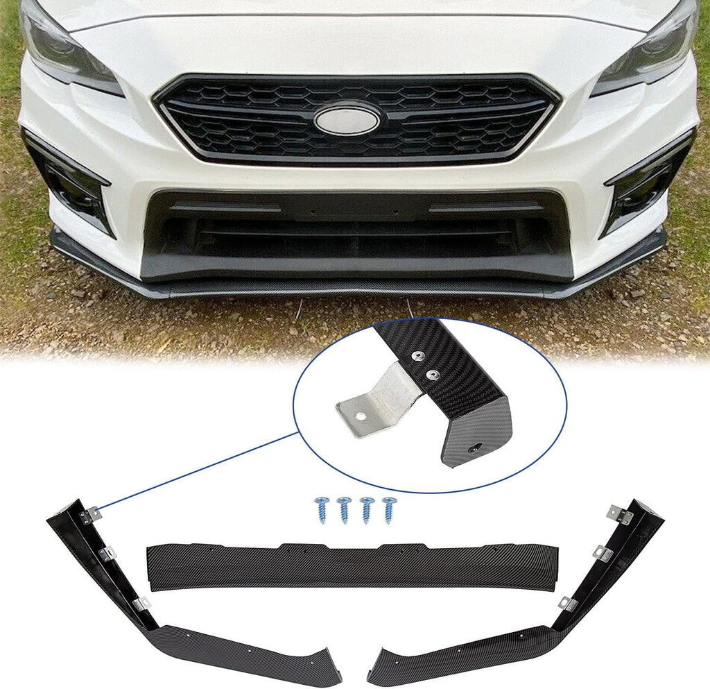 Carbon Fiber Look Front Bumper Lip Spoiler Splitter Side Body Kit Q42452