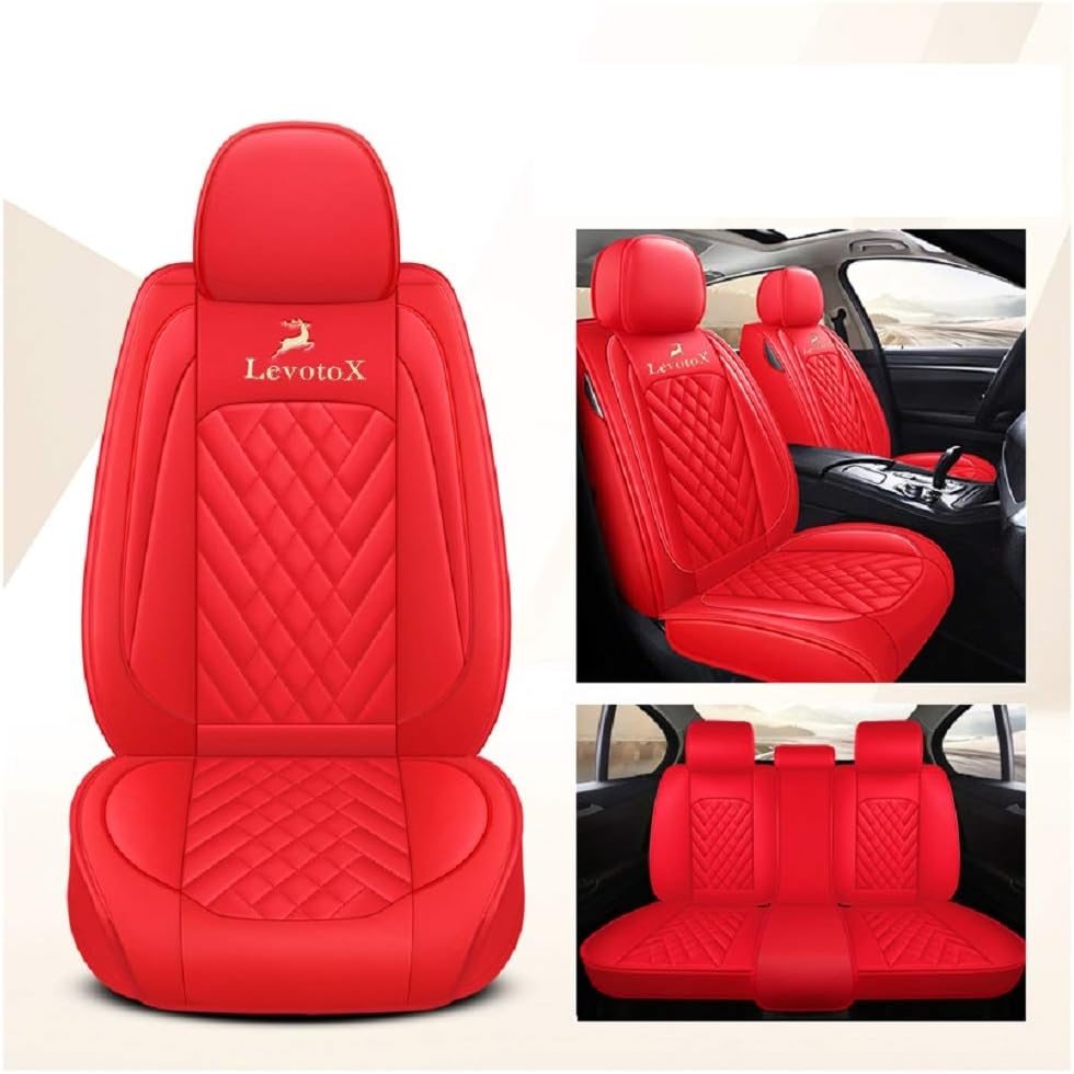Red 5 Seats Full Set Car Seat Covers Q634901