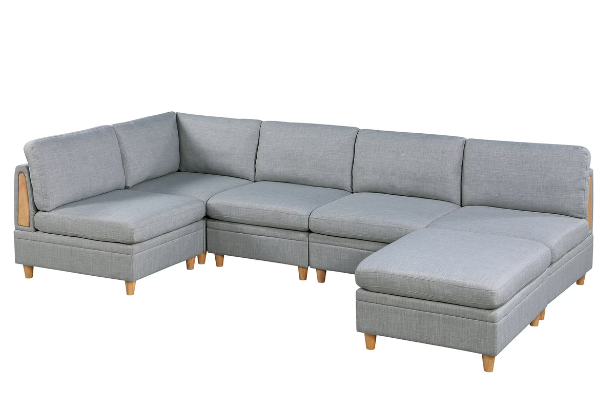 6 Pcs Modular Sofa Set Light Gray P788