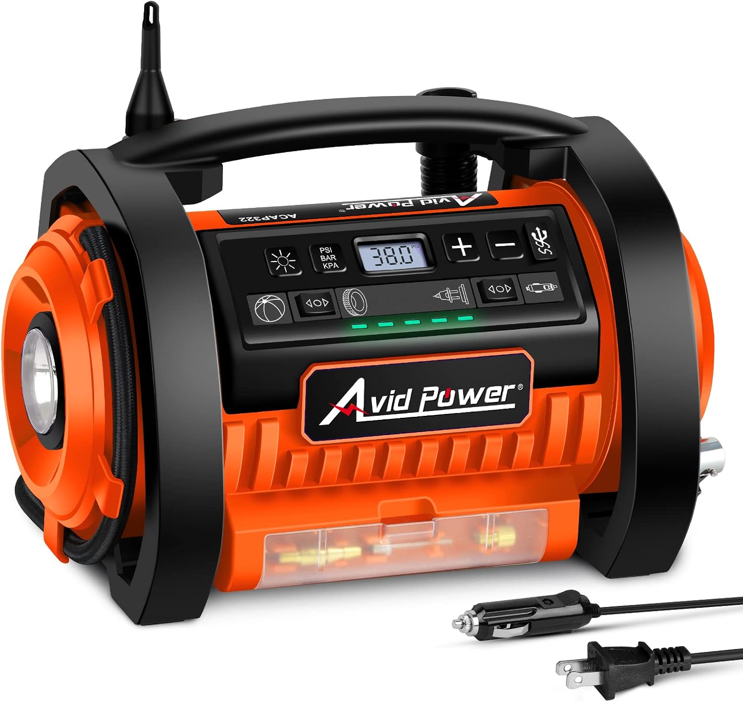 Tire Inflator Air Compressor, 12V DC / 110V AC Dual Power, Digital Pressure Gauge, Pack of 2 P4958