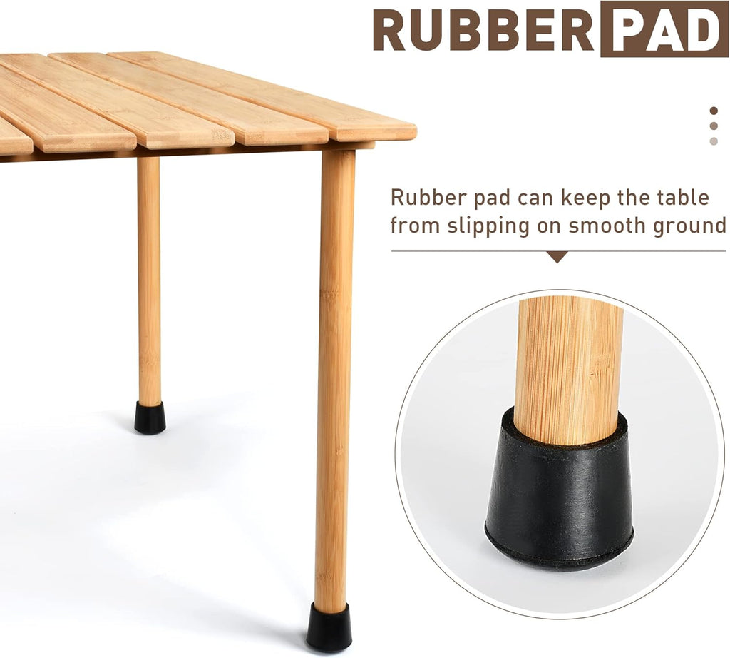 26x26in Foldable Bamboo Picnic Table with Carrying Bag Z87990