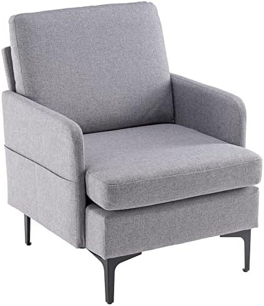 Dark Gray Fabric Lounge Chair with Metal Legs O589869