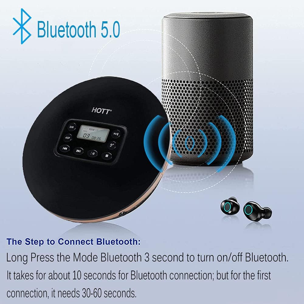 Black Portable CD Player with Bluetooth L7153