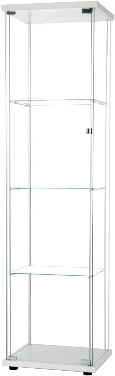Glass Display Cabinet 4 Shelves with Door, Floor Standing Curio Bookshelf, 64” x 17” x 14.5”, White N121241