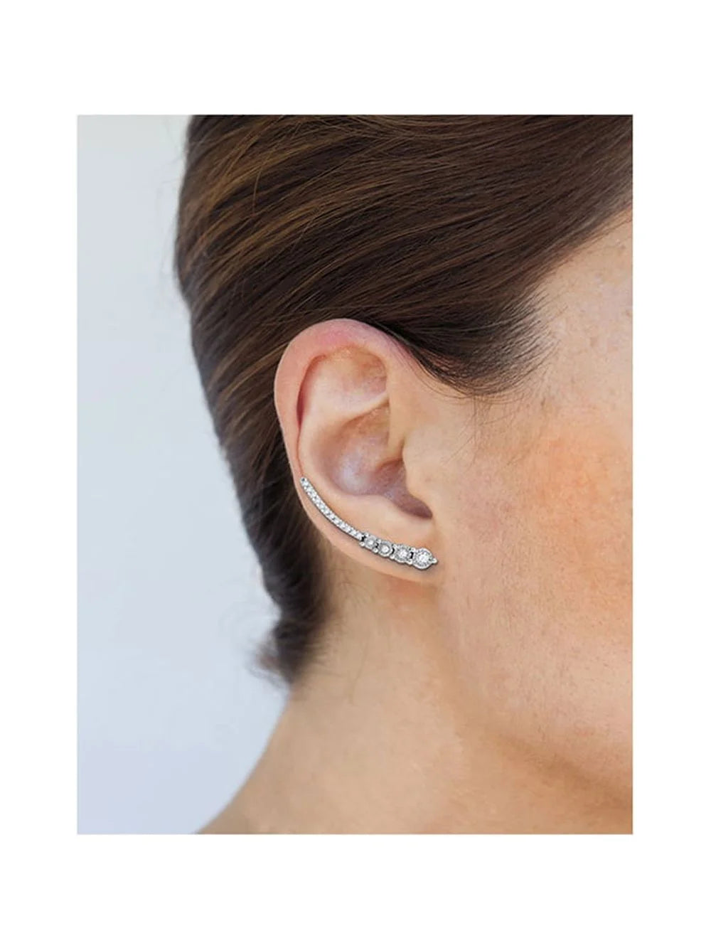 Sterling Silver Diamond Climber Earrings 1/4 Cttw B9101