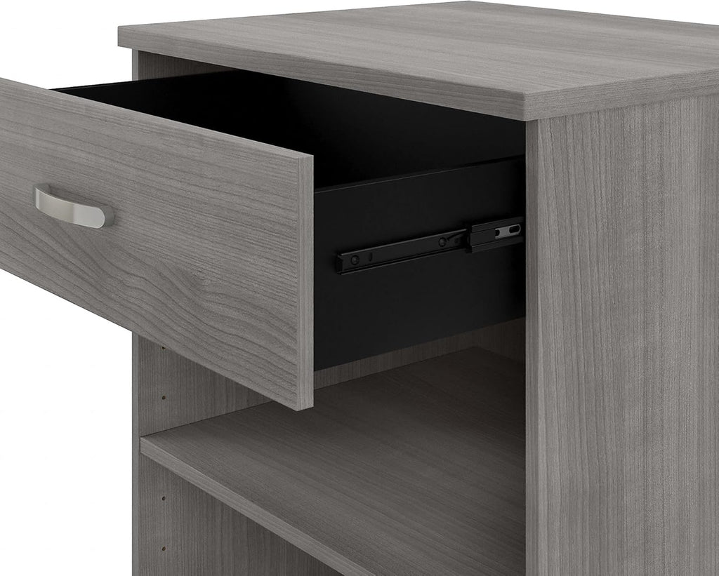 Platinum Gray Floor Storage Cabinet with Drawer and Shelves J640872