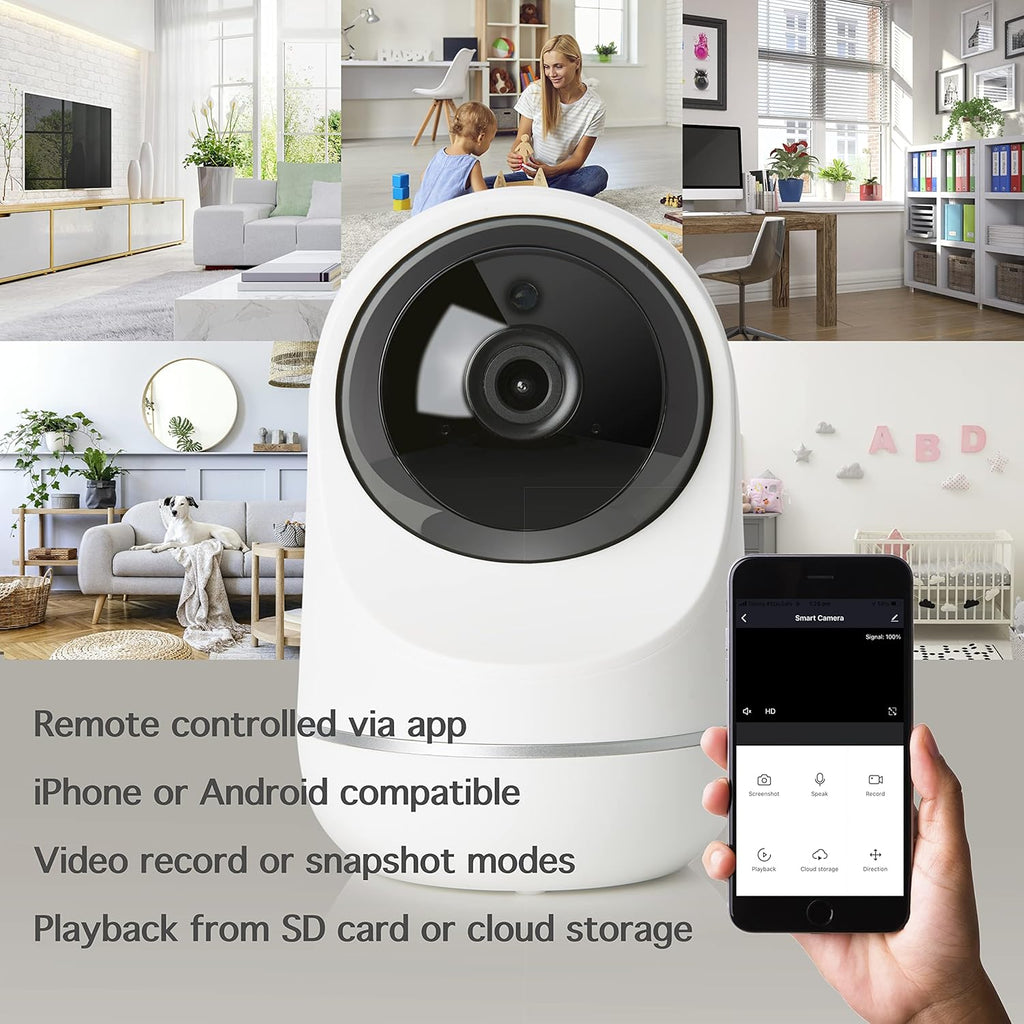 Wi-Fi Camera Pan Tilt Zoom with Audio & Video Recording, Pack of 2 I78616