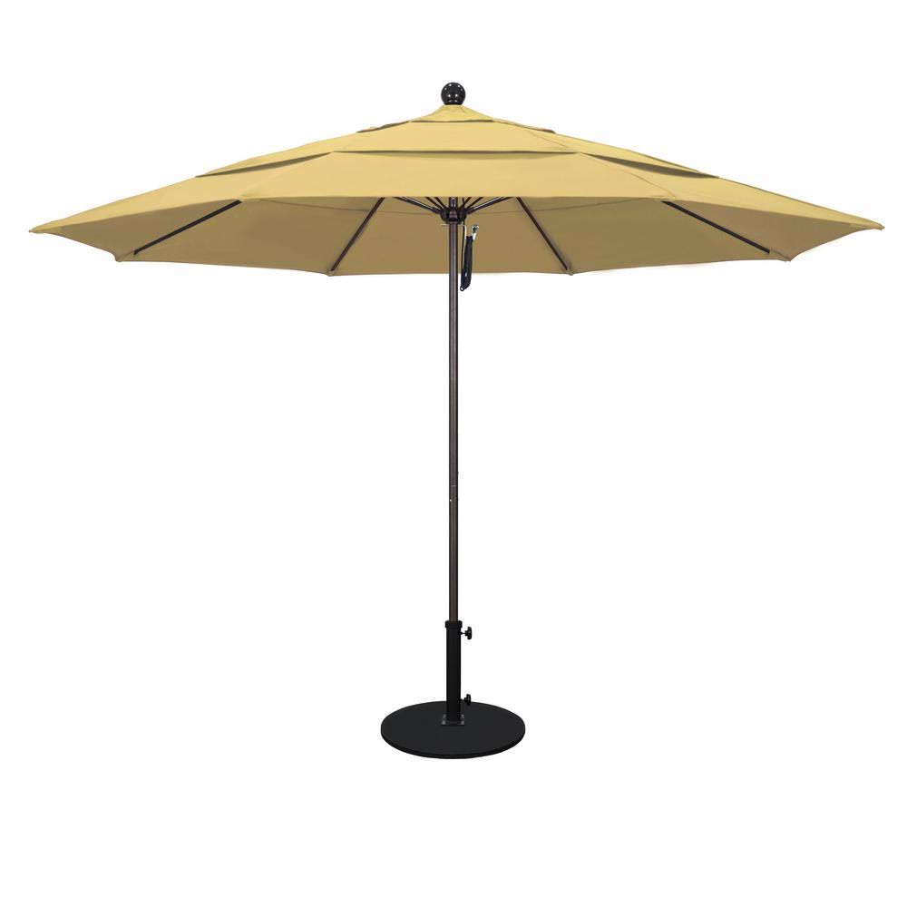 11 ft. Fiberglass Double Vent Market Umbrella - Bronze - Sunbrella Wheat, Beige Y306