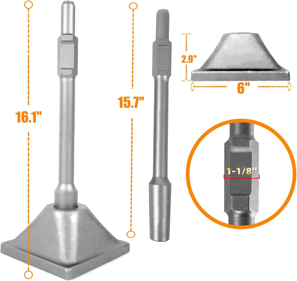 Jack Hammer 1-1/8 inch Tamper Shank and Plate, Dirt Tamper 6 x 6 inch Compactor Plate with Electric Chisel Dirt Compactor, Electric hammer Solid Compactor for Breaker Hammer V23179