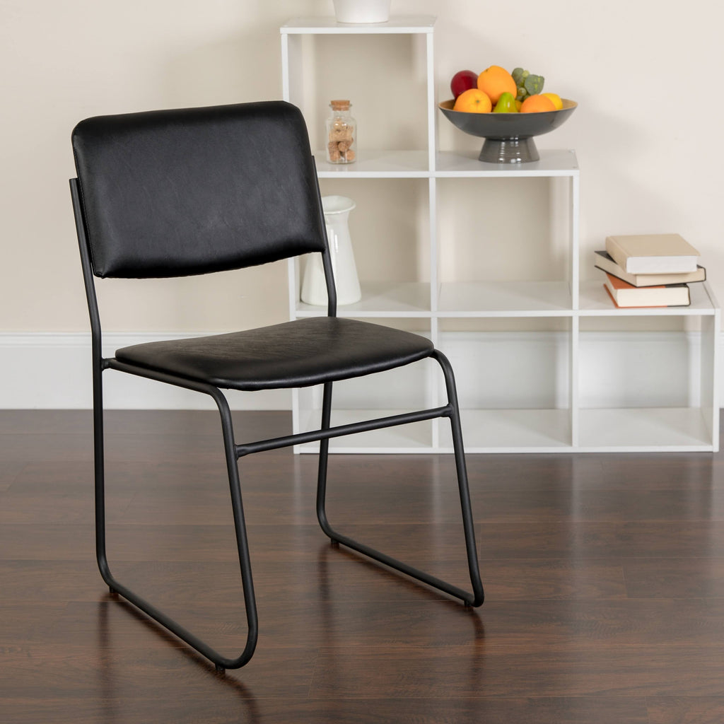 Black Stacking Chair with Sled Base V7483