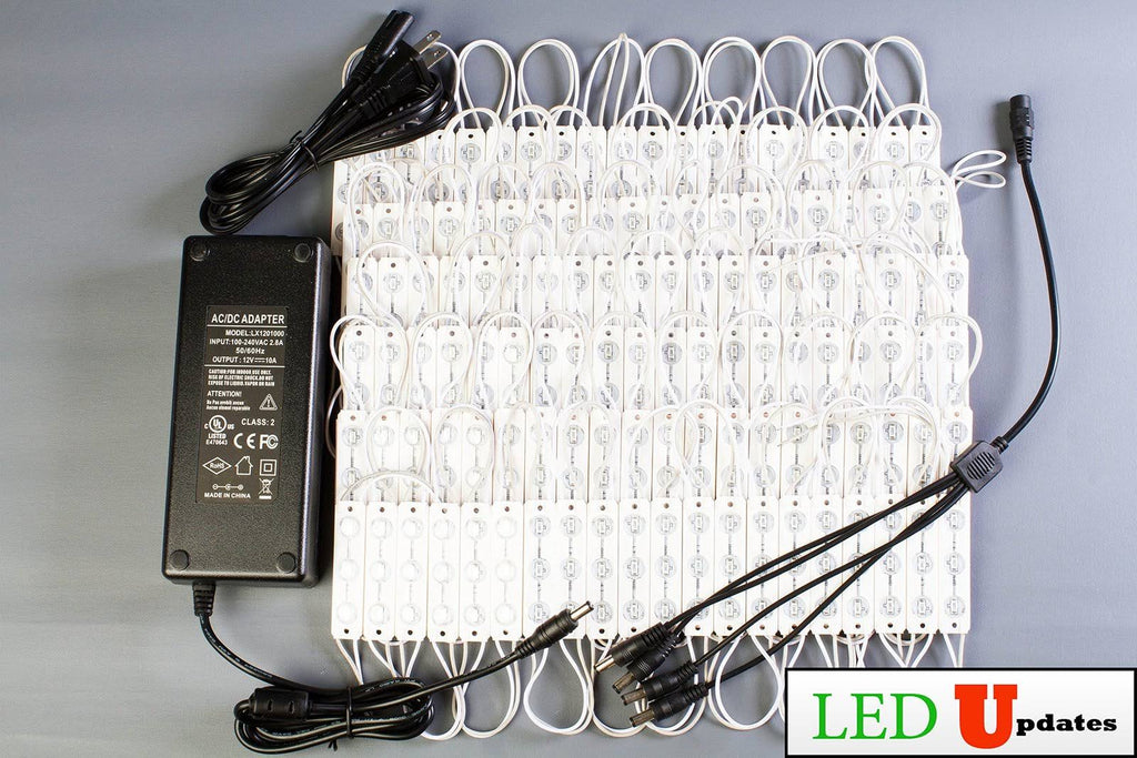 60ft Blue 5630 Injection LED Module with UL 12V AC Power Package F2134