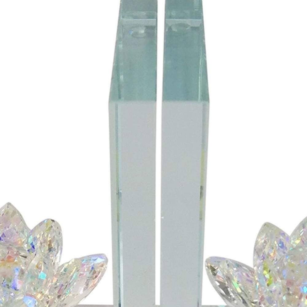 Rainbow Crystal Lotus Bookends F122