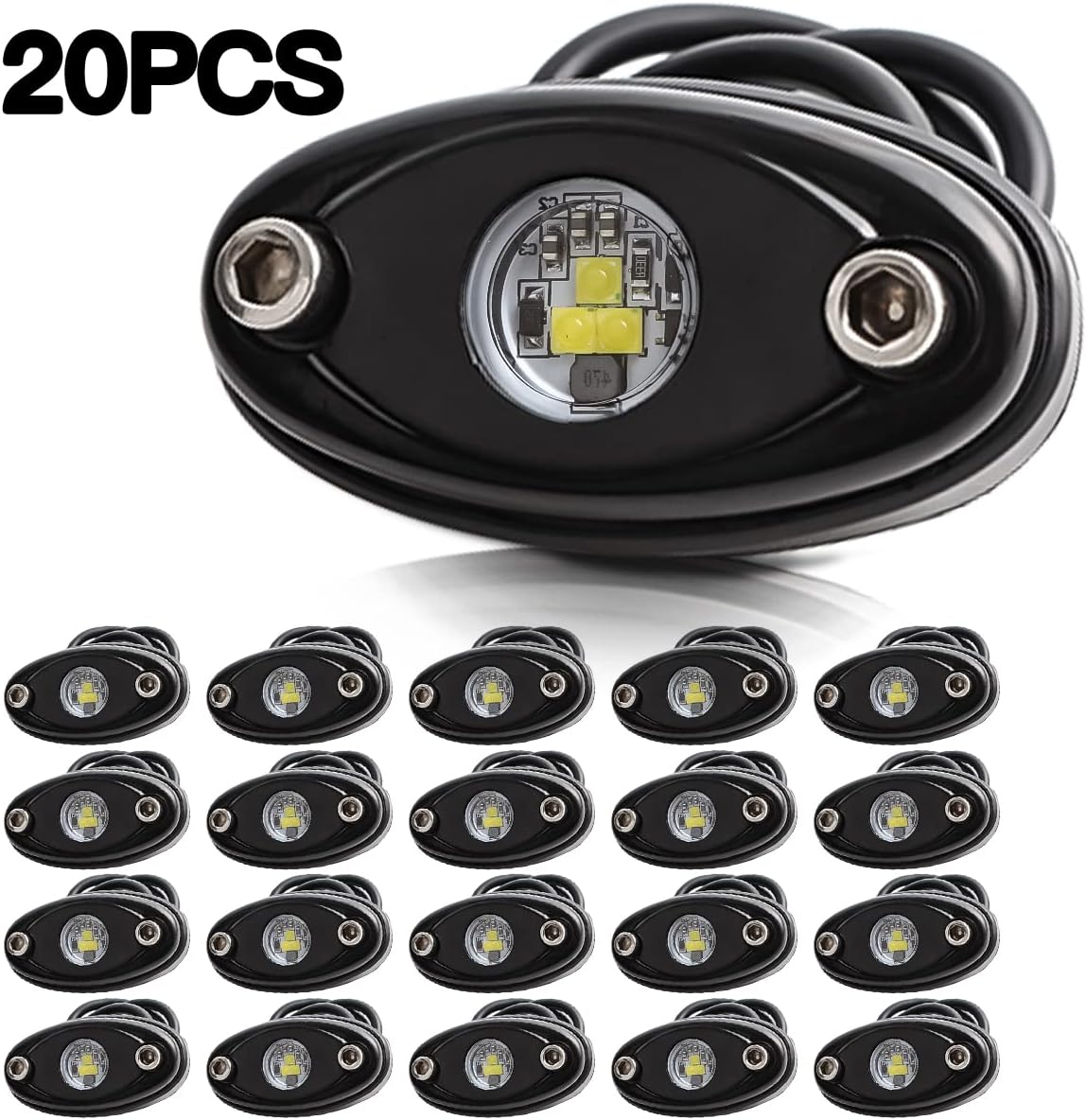 White LED Rock Lights 20PCS Waterproof A621