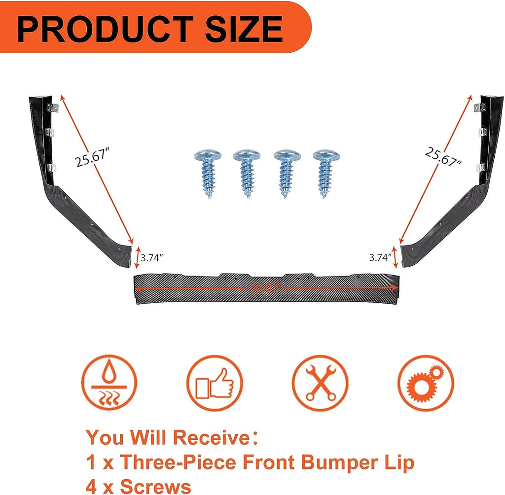Carbon Fiber Look Front Bumper Lip Spoiler Splitter Side Body Kit Q42452