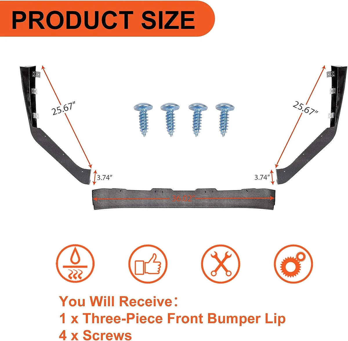 Carbon Fiber Look Front Bumper Lip Spoiler Splitter Side Body Kit Q42452