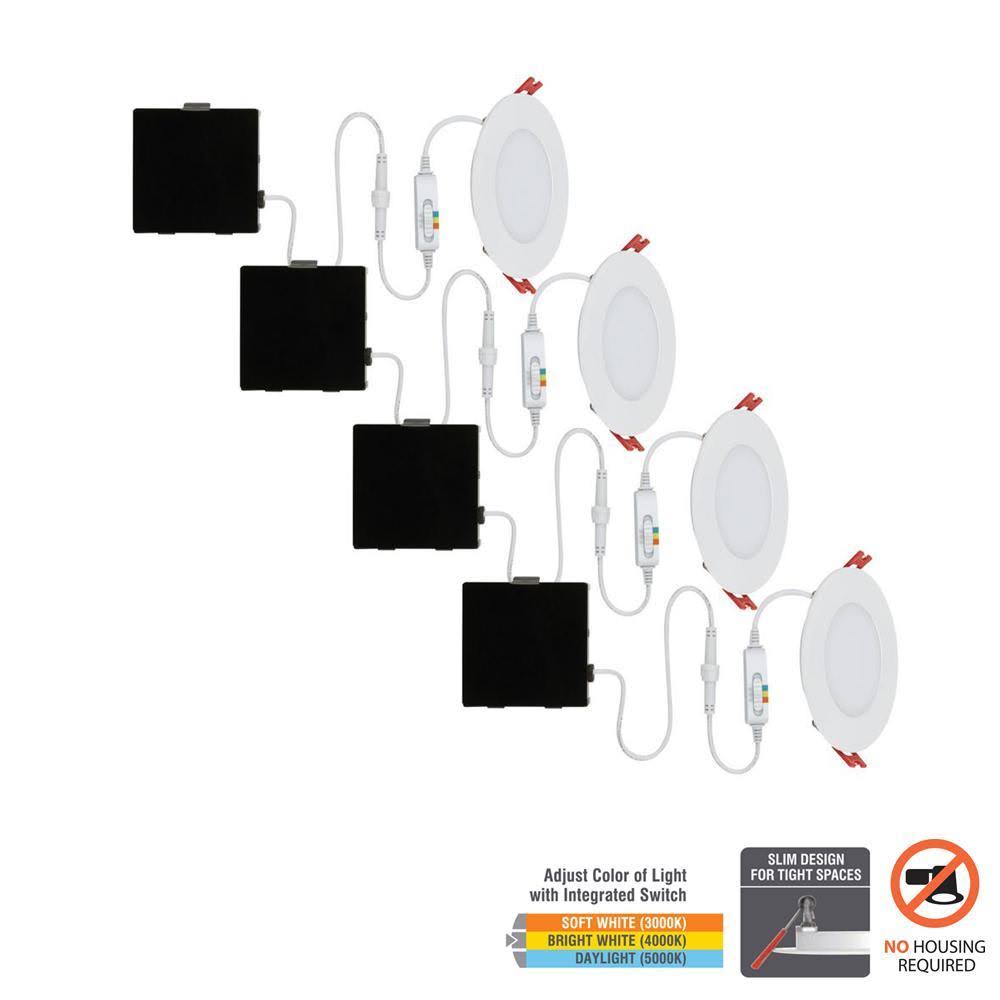 4 in. Selectable Canless Recessed Integrated LED Kit for Shallow Ceiling (4-Pac) L617