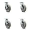 Set of 4 Gray Swivel Caster with Thermoplastic Rubber Wheels J324