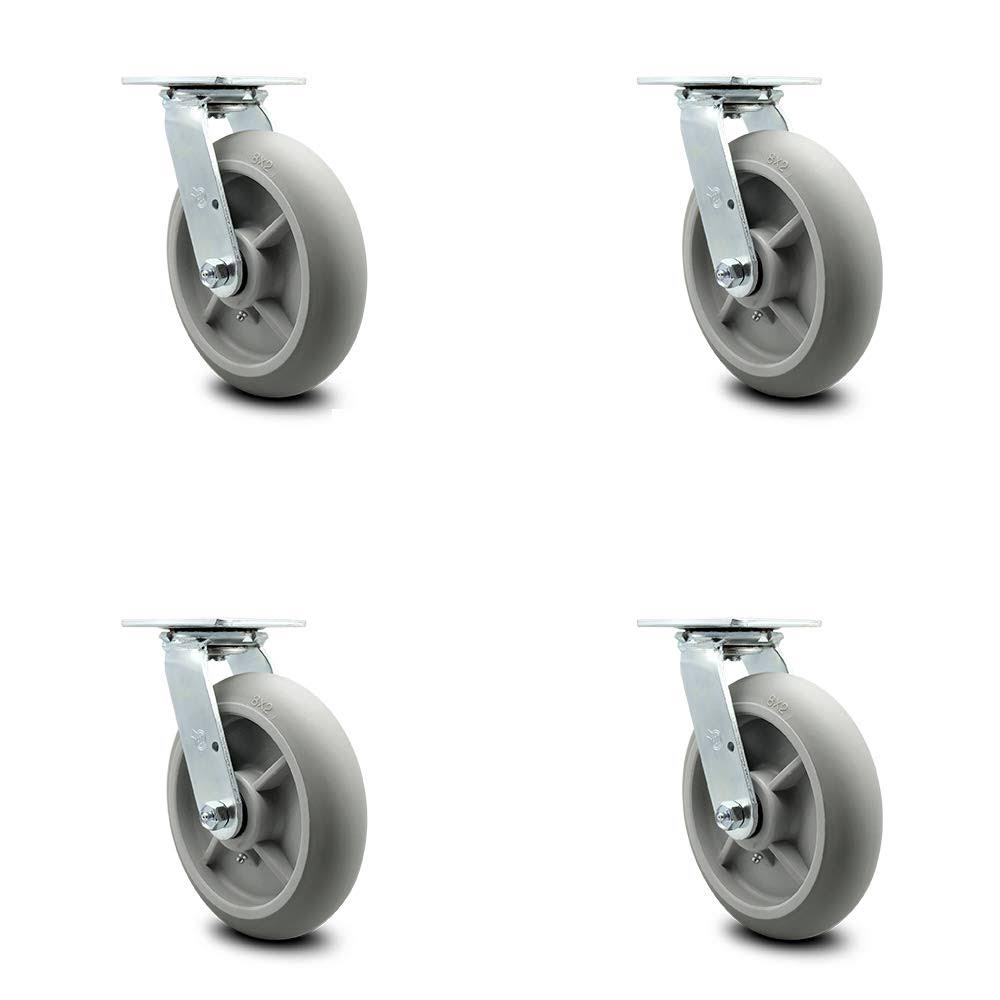 Set of 4 Gray Swivel Caster with Thermoplastic Rubber Wheels J324