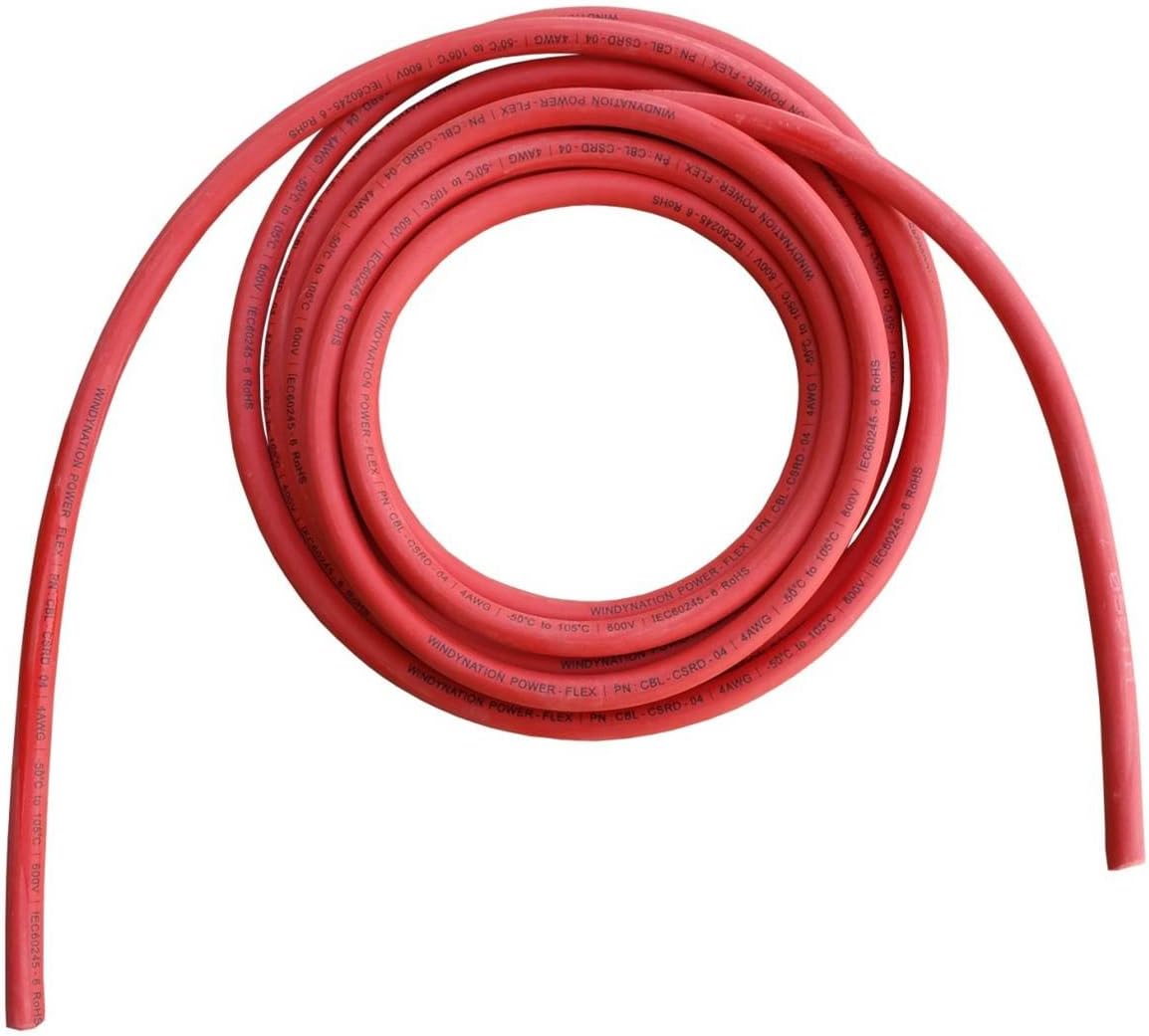 4 Gauge 4 AWG 15 Feet Red + 15 Feet Black (30 Feet Total) Pure Copper Flexible Cable Wire A189