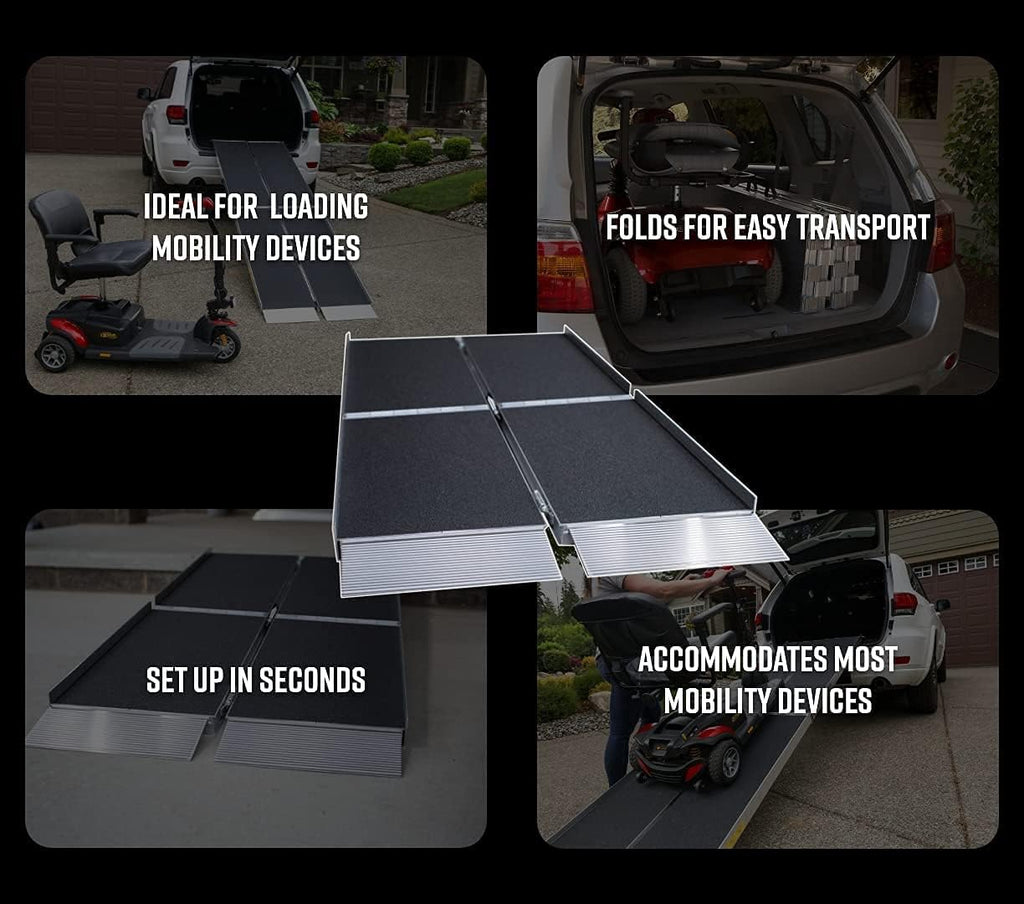 Suitcase Trifold Portable Ramp with Slip-Resistant Surface, 7 Foot B491