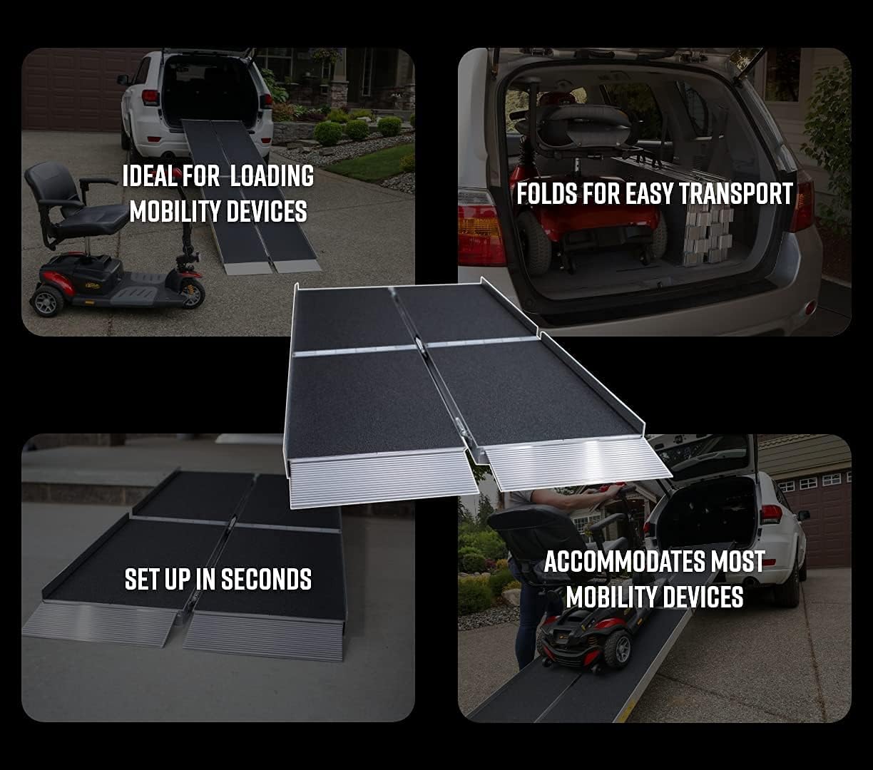 Suitcase Trifold Portable Ramp with Slip-Resistant Surface, 7 Foot B491