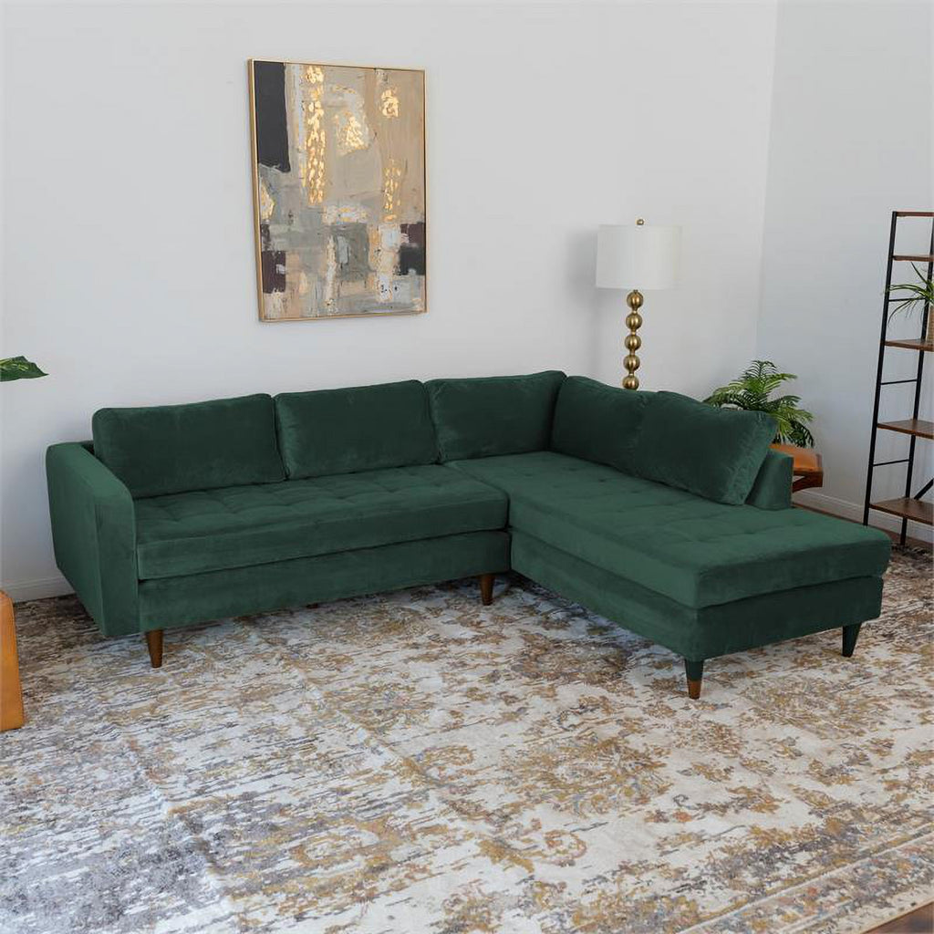 Green Velvet Corner Sectional Sofa P644849