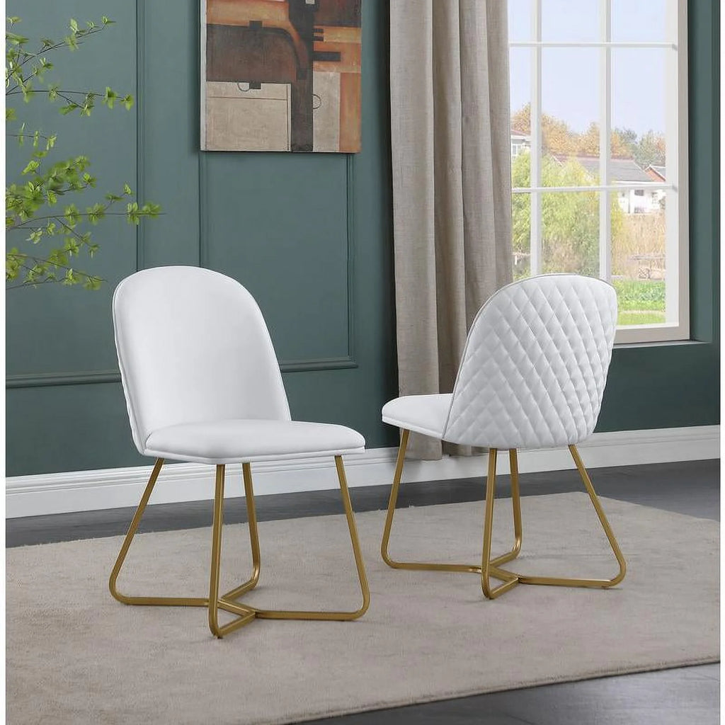 5pc White Wood Top Rectangle Dining Table with 4 White Faux Leather Chairs Y978