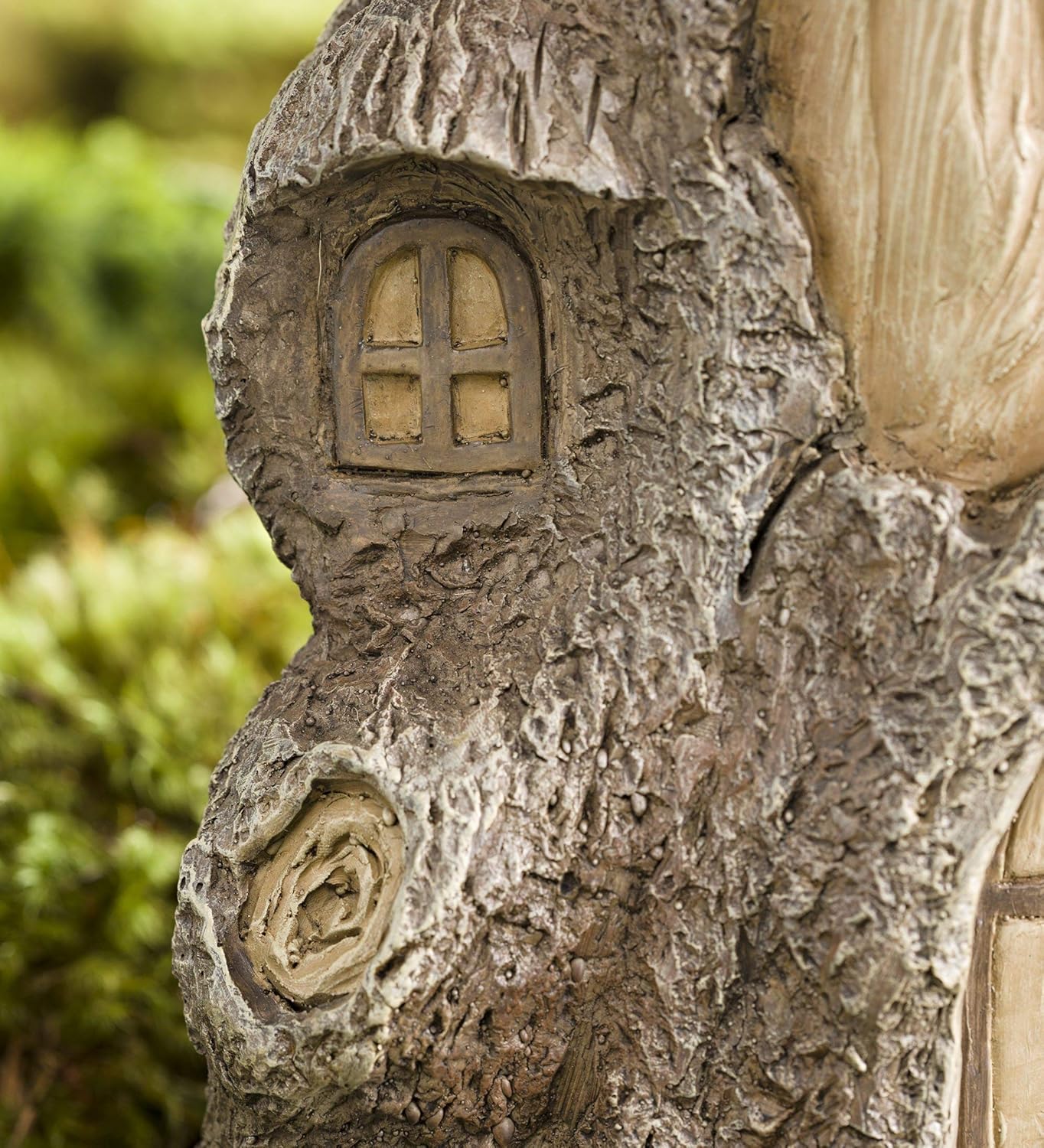 Full-Size Fairy Garden Birdbath with Miniature Fairy House in A Tree Stump, Hand-Painted Wood-Look Resin, 18 Dia. x 23½H Pack of 2 N183