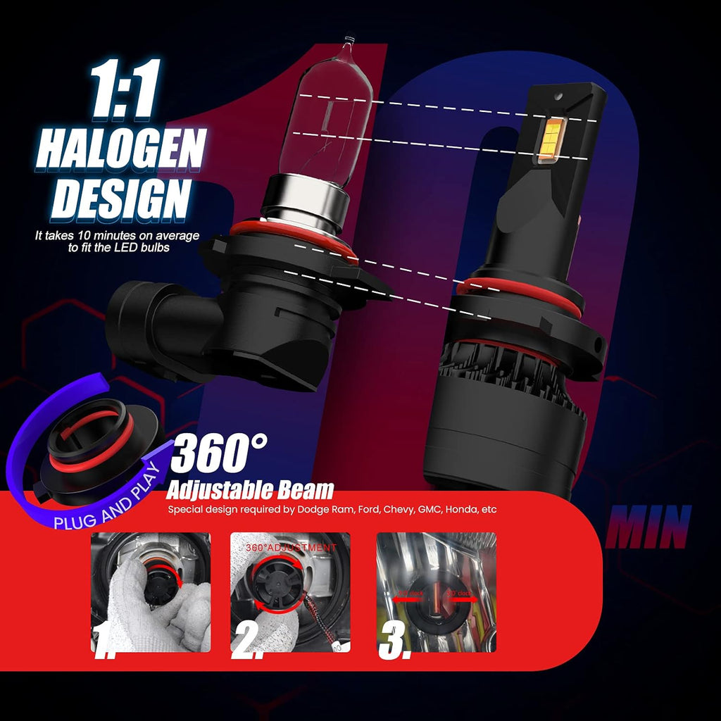 HB3 LED Headlight Bulbs, 20000LM 120W 6500K, Pack of 2 X264367