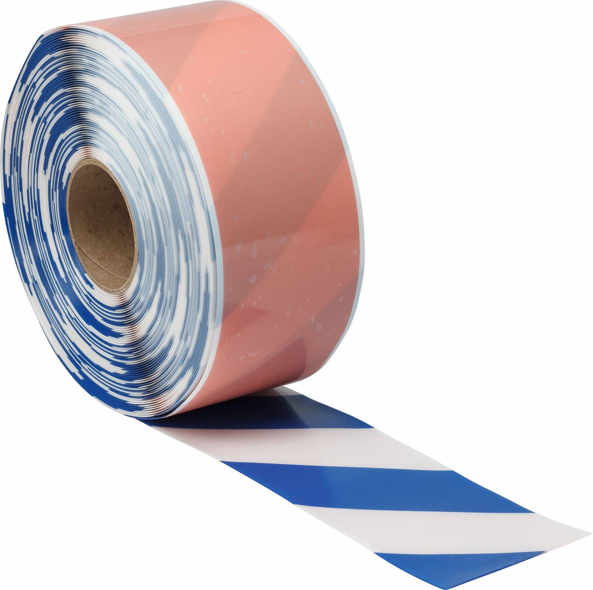Blue/White Floor Tape, 4 In x 100 Ft Roll X2455