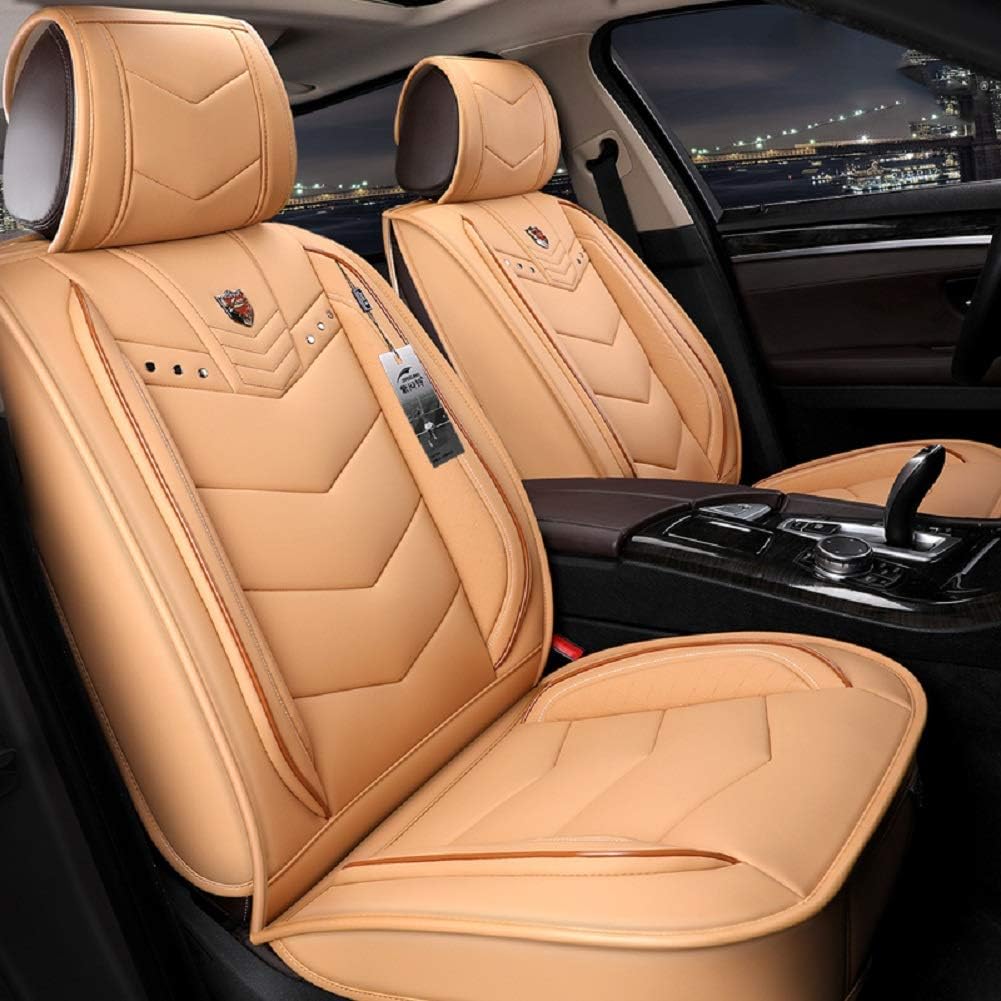 Black Leather Car Seat Covers 5 Seats Full Set X3194