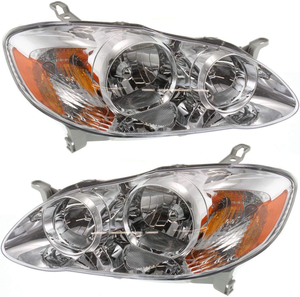 2005-2008 Toyota Corolla Headlight Assembly Driver and Passenger Side with Bulbs A2979